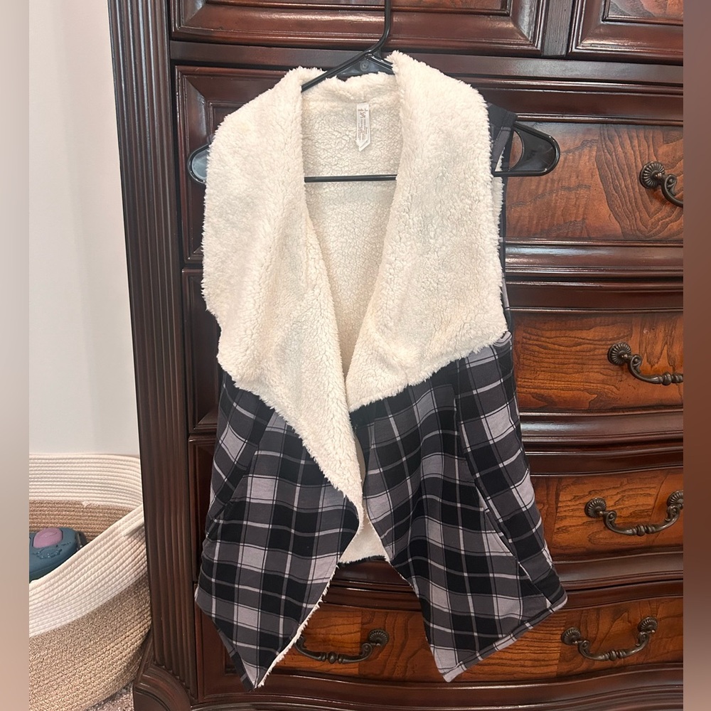 Matilda Jane plaid vest with faux fur lining